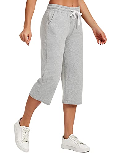 Image of SPECIALMAGIC Women Capri Pants Cotton Yoga Wide Leg Pajama Pants Capris Sweatpants Sports