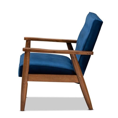 Sillón lounge moderno terciopelo azul miniatura 5