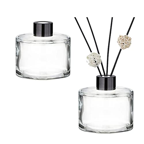 ericotry 2PCS Empty Clear Glass Essential Oils Diffuser Bottles with Black Caps Fragrance Accessories Use for DIY Replacement Reed Diffuser Sticks Sets Home Fragrance & Decoration (50ml/1.7oz)