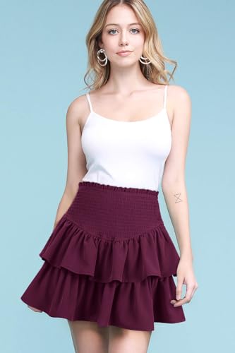 Vigorics Purple Skirt Ruffle High Waisted for Women Gothic with Shorts Underneath for Teen Girls S — view 3
