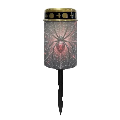 Image of Halloween Gothic Spider Cemetery Solar Lights Flameless Candles | Outdoor Waterproof Solar Powered Grave Lights, LED Flameless Candle for Prayer Grave Solar Lights for Cemetery Decor