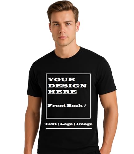 Apparel Lab Custom T Shirts Design Your Own Custom Shirt for Men, Women Create Your Own Shirt Featuring Black Tshirts for Men with Images and Text Perfect Custom Tshirt for Gifts (Black, S)