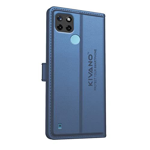 Image of KIVANO Realme C21Y Professional Series Wallet Case | Luxurious Design | Premium | PU Leather Flip Case Back Cover | Magnetic Closure - Dark Blue