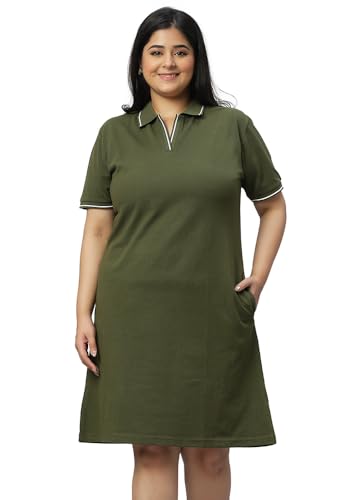 Image of Wear Your Opinion Women's Plus Size Soft PQ Polo Collar Neck Tipped Tshirt Dress