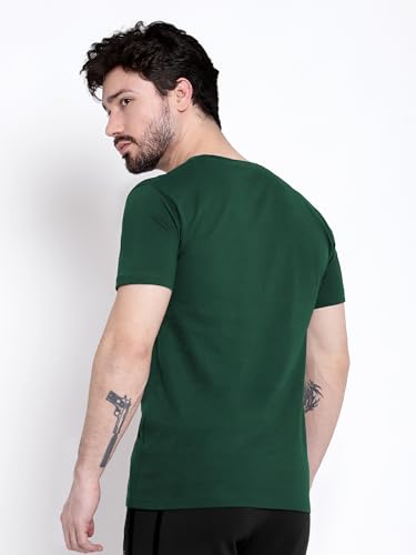 Image of BEYOUNG Cotton Regular Fit Plain T-Shirt for Men | Flexible Round Neck | Casual T-Shirt | Solid T-Shirt | Half-Sleeves | Stylish T-Shirt