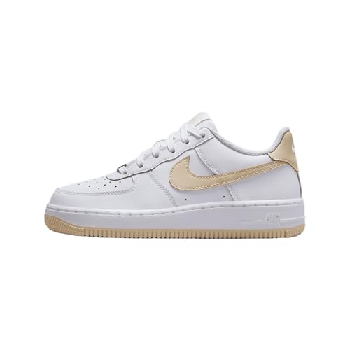 Nike Air Force 1 Big Kids' Shoes (FV5948-118, White/White/Light Khaki)