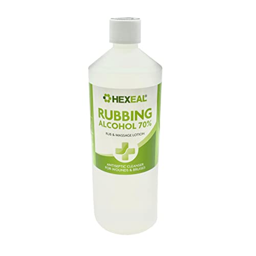 Hexeal 70% Rubbing Alcohol 1L 1L Bottle of Lab Grade Isopropyl Alcohol 70% / Isopropanol Cleaning Fluid Disinfectant & Solvent for Paint Thinning Degreaser & Sanitiser