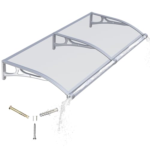 Markise für Türeingang, 101,6 x 152,4 cm, Markisen für Türen mit Ablaufspüle, Fensterüberdachung außen mit Halterung aus Aluminiumlegierung, solide Polycarbonat-Abdeckung, UV-, Regen-, Schneeschutz Markise für Türeingang, 101,6 x 152,4 cm, Markisen für Türen mit Ablaufspüle, Fensterüberdachung außen mit Halterung aus Aluminiumlegierung, solide Polycarbonat-Abdeckung, UV-, Regen-, Schneeschutz