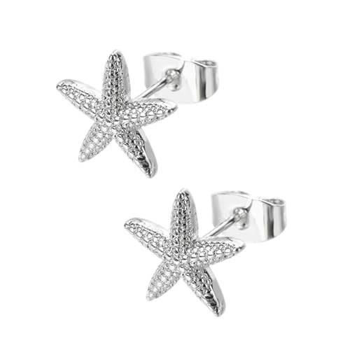 ビンテージホットデイのヒトデスタッドイヤリング女性のためのシンプルなスターシェルイヤリングエレガントなマリンパーティージュエリーギフトアレルギー抵抗スタッド