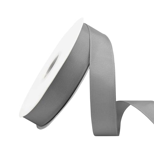Ribreeze 1 inch Silver Grosgrain Ribbon 50 Yards for Gift Wrapping Weddings DIY Floral Decor Sewing & More