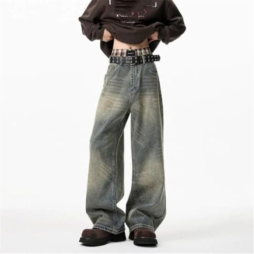 Mens Loose Straight Wide Leg Jeans Washed Oversized Floor Length Denim Pants3