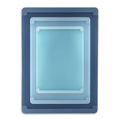 COOK WITH COLOR Extra Large Cutting Board Set, Jumbo-Sized Boards with Rubber Border for Enhanced Cooking Experience, 3-Piece, Blue