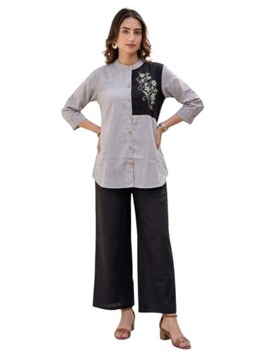 Image of TOPLOT Embroidery Cotton Kurta Set for Woman || Co ord Set for Women Stylish (5239)