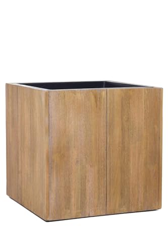 VIVANNO Pflanzkübel Blumenkübel Würfel Holz Block Braun - 43x43x43