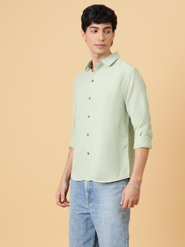 Image of KOTTY Men's Textured Casual Shirt - Long Sleeve||Button-Down Collar||Classic Fit