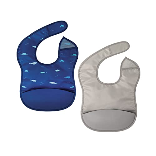 Image of Tiny Twinkle Silicone Pocket Bibs - Waterproof, Food Catching, Mess-Proof Bibs for 6-24 Months Baby Boy and Girl, Toddlers