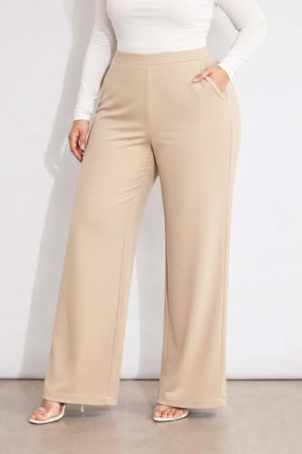 Image of KOTTY Women's High Waist Wide Leg Formal Trousers Elegant Office Wear Pants Plus Size Collection