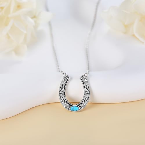YAFEINI Horseshoe Necklace 925 Sterling Silver Horse Shoe Pendant Jewelry for Women Mom3