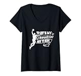 Femme C'est Mon Petit-Fils Là-Bas Qui Fait Du Basket Sports Hobby T-Shirt avec Col en V