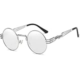 Dollger Retro Round Sunglasses Circle Lens Steampunk Style Metal Frame