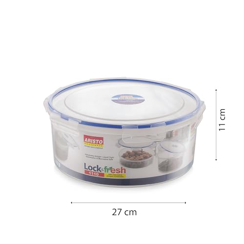 Image of Aristo Lock & Fresh 1110 Multi-Purpose Plastic Containers With Lid For Kitchen Storage Pulses, Rice,Snacks,Multipurpose Use |Food Grade Bpa Free Leak,Transparent