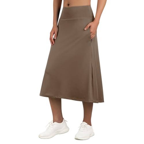 ANIVIVO Saias femininas de comprimento médio com bolsos, saias modestas, comprimento até o joelho, 7