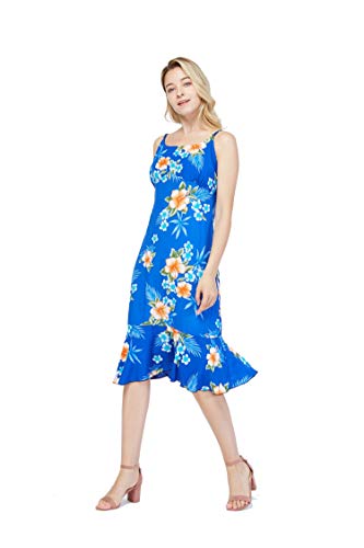 Image of Matchable Family Hawaiian Luau Men Women Girl Boy Clothes in Hibiscus Blue