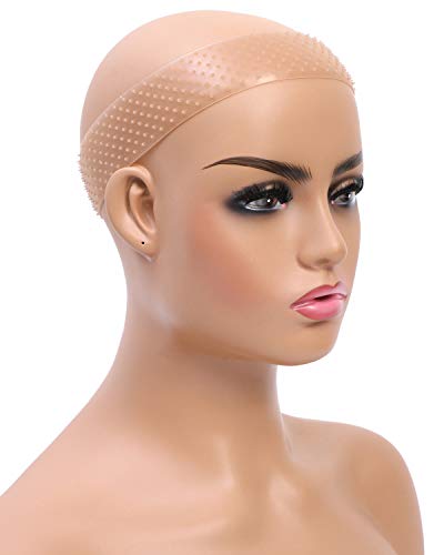 Aksice Wig Fix Silicone Wig Grip Transparent Wig Headbands Non Slip Unisex Soft Drop-shaped Wigs Hair Band Elastic Wig Comfort Head Band to Secure Wigs(Light Brown)