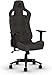 Corsair T3 Rush - Polyester Stoff Gaming Stuhl (Atmungsaktivem Weichen Stoff, Gepolsterten Nackenkissen, Lendenstütze aus Memory-Schaumstoff, 4D-Armlehnen, Leich Montieren) Schwarz