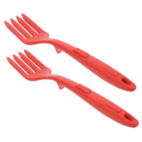 PRETYZOOM 2Pcs Silicone Cooking Fork Ergonomic Large Forks for Convenient Cooking Nonstick and Washable Kitchen Utensils for Serving Pasta Salad and More Pure