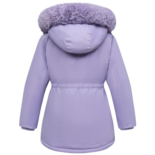 Girl Winter Fleece Coat Long Puffer Jacket with Faux Fur Hood Waterproof Clothes2