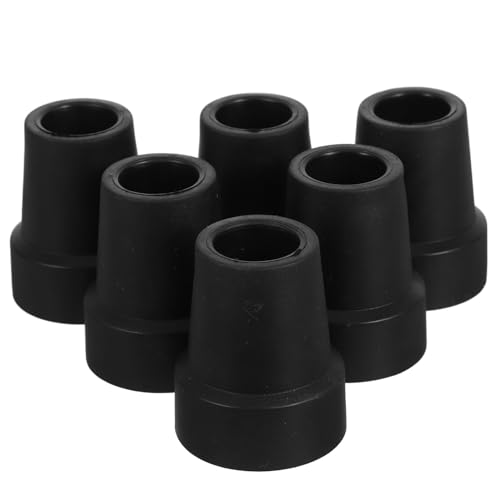 FOMIYES 6pcs Trekking Pole Pads Walking Cane Accessories Pole Tips Protector Standing Cane Tip Quad Cane Tips Crutches Tips Walking Cane Tips Replacement Cane Tips Crutch Tips Black Rubber