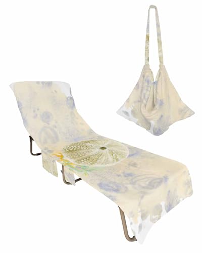Sea Urchin Beach Lounge Chair Towel Cover, Soft Chaise Lounge Towel with Side Pockets Patio Pool Chairs Cover for Beach/Pool Sunbathing 29x85 Watercolor Ocean Nautical Beach Coastal