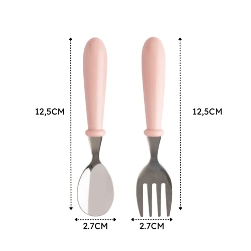 Jogo Talheres Clink Colher Garfo Inox Infantil Kit Com Estojo Bebe (Rosa)