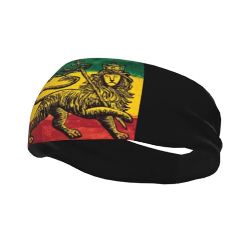 Bandeaux De Sport Rasta Lion De Juda Bandeau Transpiration D'Entraînement Bandana Extensible Antidérapant Homme Headband, pour Course À Pied, Ski, 54-60cm