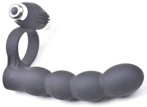 BeHorny Cock Ring with Anal Beads and Clitoris Stimulator