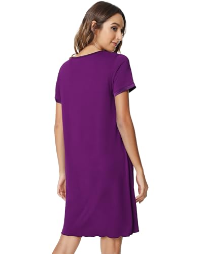 Image of NACHILA Nightgowns for Women-Viscose Made from Bamboo, Pleated Sleepwear.