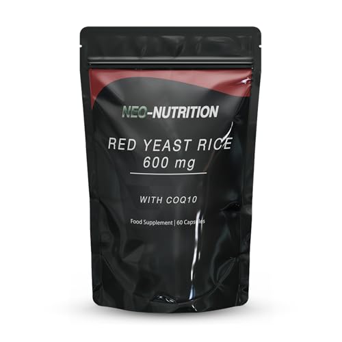Red Yeast Rice with CoQ10 (Cholesterol Lowering Ingredients) Supplement Coenzyme Q10 Red Yeast Cholesterol Lowering Supplements 60 Vegan Capsules Highest Concentration of Monacolin K