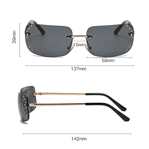 laureles Vintage Rimless Sunglasses Women Rectangle Frameless Rhinestones Square Sun Glasses Men4