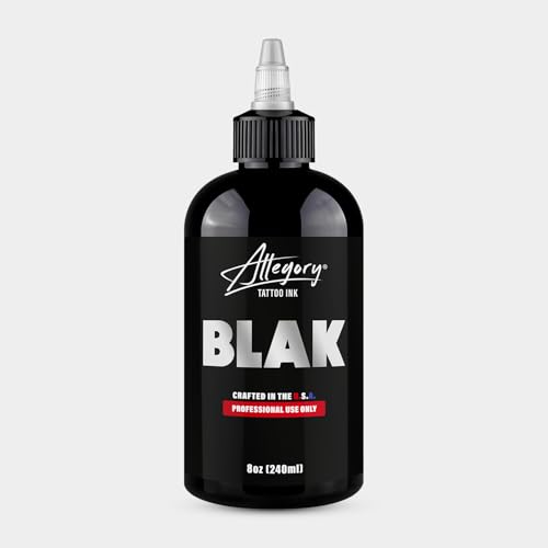 Allegory Tattoo Ink – Blak, Premium Black Tattoo Ink, Perfect for Lining and Shading, Smooth, Consistent Pigment, Vegan Friendly Tattoo Color, Organic Ink, Crafted in The USA, 8 oz