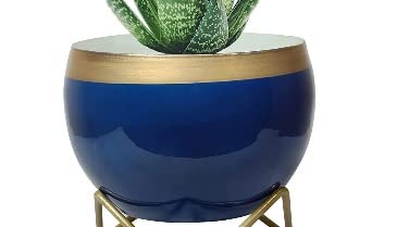 Image of S.L Plants Pots & with Stand -Decorative Pots for Indoor Plants Rust Free Metal Planter & Living Room, Balcony (Blue)
