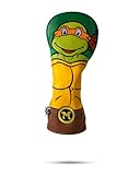 Pins & Aces TMNT Fairway Head Cover - Premium, Hand-Made Leather Headcover - Teenage Mutant Ninja Turtle Head, Tour Quality Golf Club Cover - Style and Customize You Golf Bag (Michelangelo)