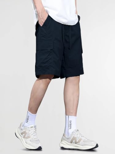 Image of TAGDO Men's Cotton Cargo Shorts with Multi Pockets | Lightweight Casual Outdoor Shorts Pant for Men | Elastic Waist Drawstring Utility Shorts for Hiking, Camping and Daily Wear (2048)