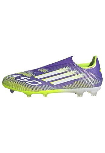 adidas F50 League Laceless Firm Ground Football Boots, Botas de fútbol Unisex Adulto, Purple Rush/Cloud White/Lucid Lemon, 42 EU