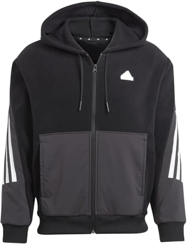 Adidas, Future Icons 3-Stripes Full-Zip, Sweatshirt Mit Reißverschluss Und Kapuze, Schwarz, L, Mann