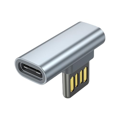 Adaptador USB a tipo C en ángulo recto de doble cara para smartphones, tabletas, portátiles compacto y amigable para viajes
