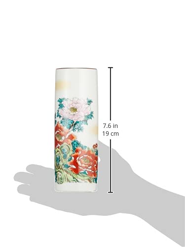 Amazon.co.jp: 九谷焼 花瓶 花器 6号 約19cm 台付 牡丹 日本製 32K74S2