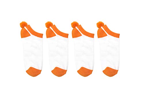 Everything Legwear Sock House Co. Pom Pom Socks (4 Pair) - Team Spirit Athletic Socks - Fits Ladies Shoe Size: 4-102