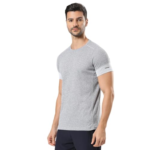 Image of berge' Men's Melange Polyester Dry Fit Textured Western Tshirts for Men, Quick Drying & Breathable Fabric, Gym Wear & Workout Tees|Half Sleeve T-Shirt|Running Tshirts for Men| Sports T Shirt