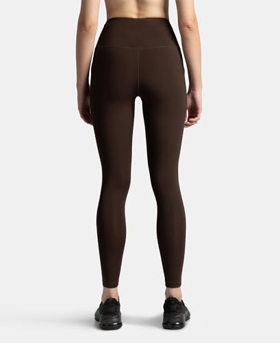Image of Jockey MW68 Women's Microfiber Elastane Stretch Performance 7 /8th Leggings with Broadwaistband & Back Pocket Coffee XXL